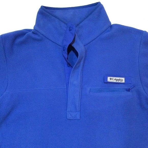 COLUMBIA PFG 1/4 Zip Pullover Blue Harborside Fleece Jacket Mens Sz Small NWT - Picture 2 of 6